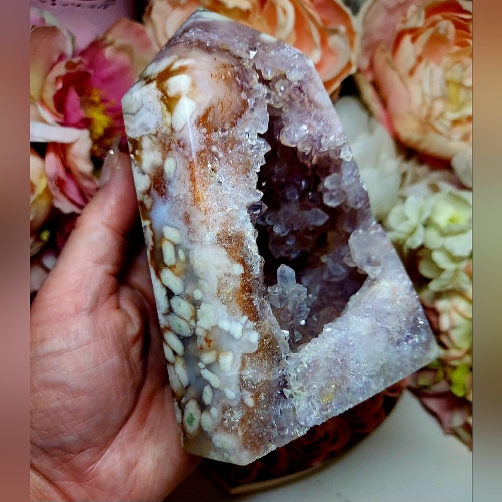 Huge Pink Amethyst Sakura Flower Agate Tower - Picture 10 of 16